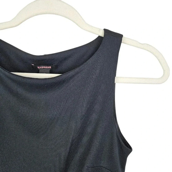 Express Black Cream Asymmetrical Color Block‎ Sleeveless Sheath Dress Size 6 - Picture 4 of 10